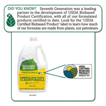 Seventh Generation® Natural Automatic Dishwasher Gel, Lemon, Jumbo 70 Oz Bottle, 6-ct freeshipping - TVN Wholesale